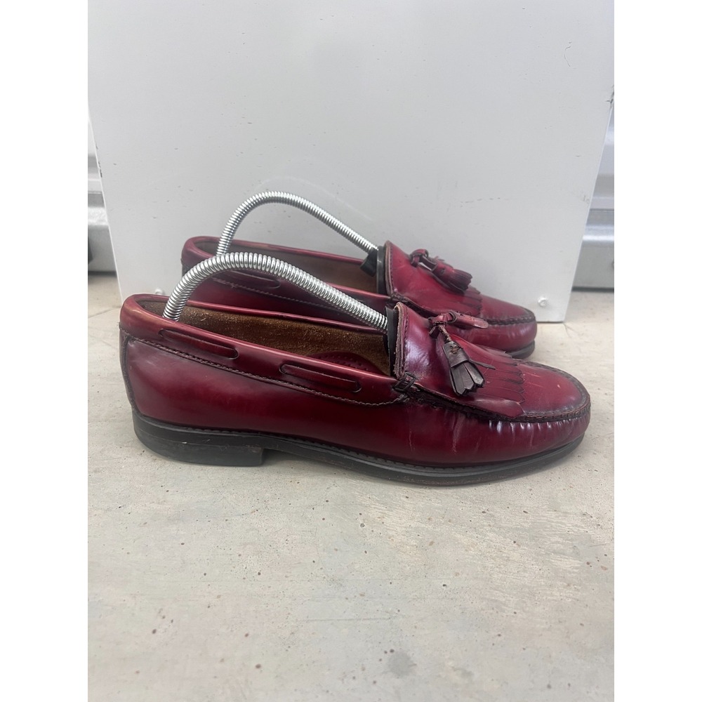 G.H. Bass Weejuns Layton Kiltie Loafer Men 7 Wine Leather Tasseled Slip On Shoes